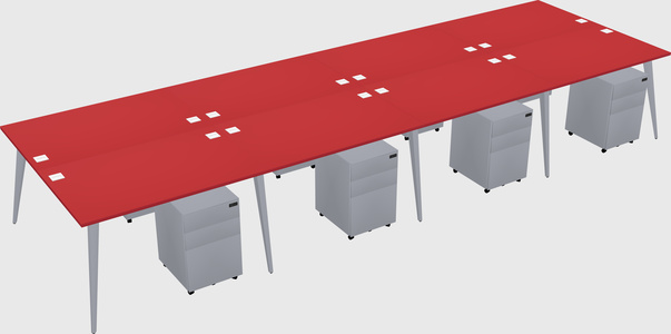 Shared rectangular office desk system