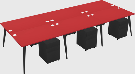 Shared rectangular office desk system