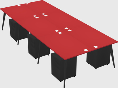 Shared rectangular office desk system