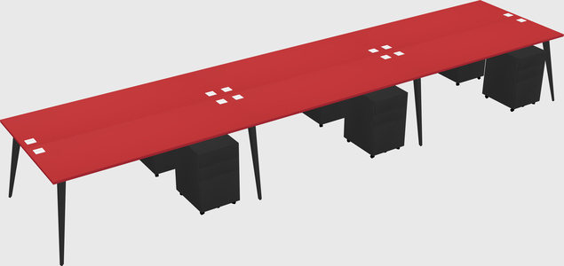 Shared rectangular office desk system