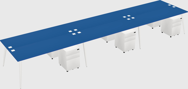 Shared rectangular office desk system