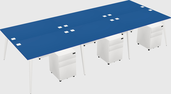 Shared rectangular office desk system