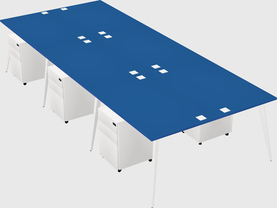 Shared rectangular office desk system