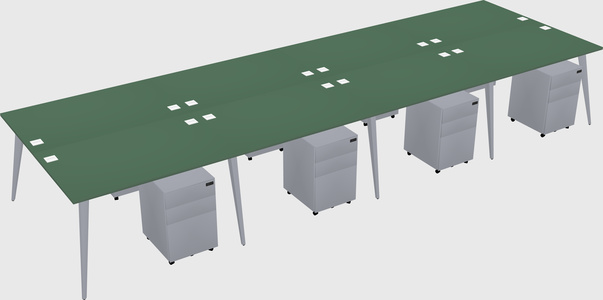 Shared rectangular office desk system