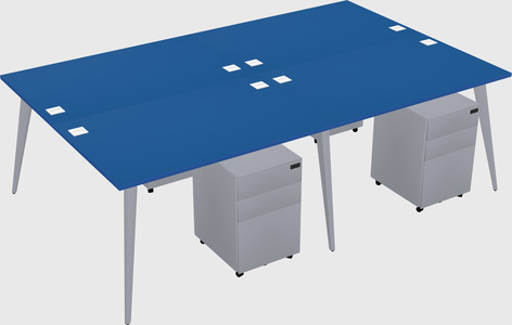 Shared rectangular office desk system