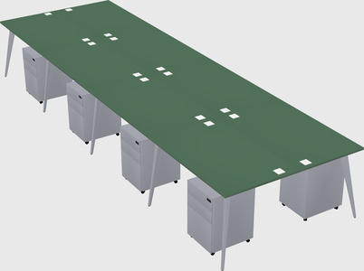 Shared rectangular office desk system