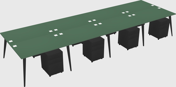 Shared rectangular office desk system