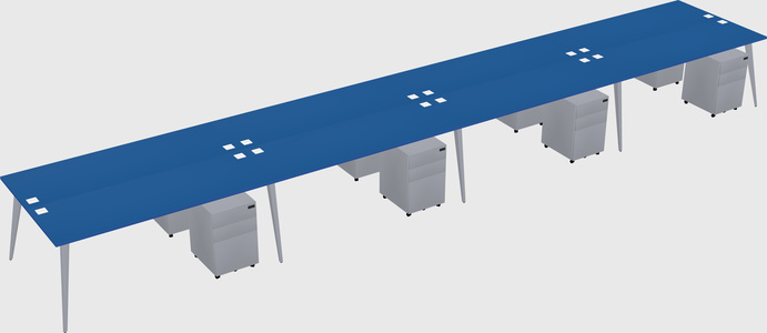 Shared rectangular office desk system