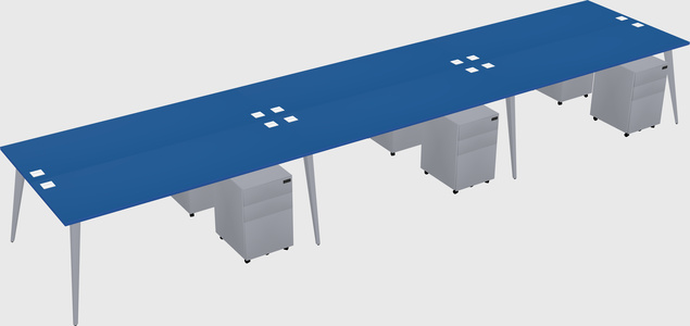 Shared rectangular office desk system