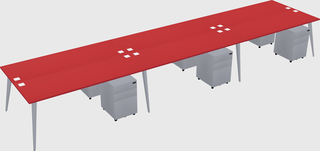 Shared rectangular office desk system