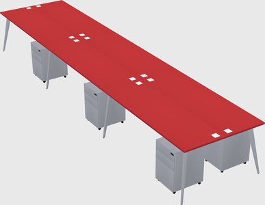 Shared rectangular office desk system