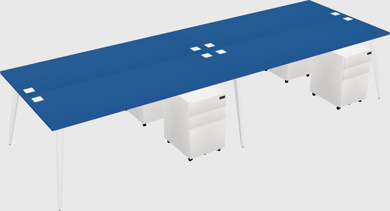 Shared rectangular office desk system