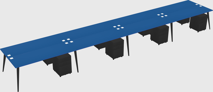 Shared rectangular office desk system