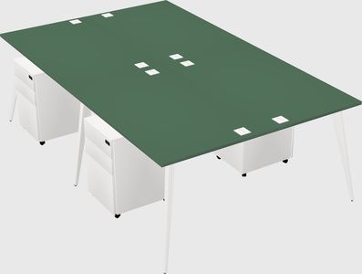 Shared rectangular office desk system