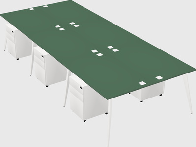 Shared rectangular office desk system