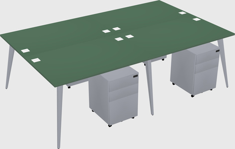Shared rectangular office desk system