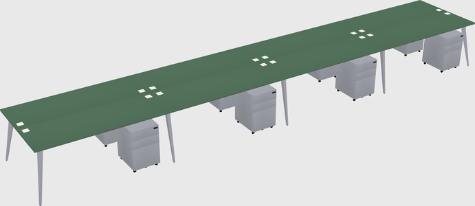 Shared rectangular office desk system