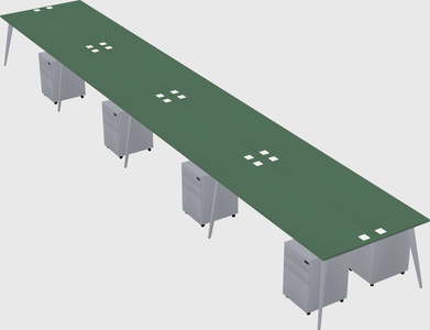 Shared rectangular office desk system