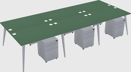 Shared rectangular office desk system