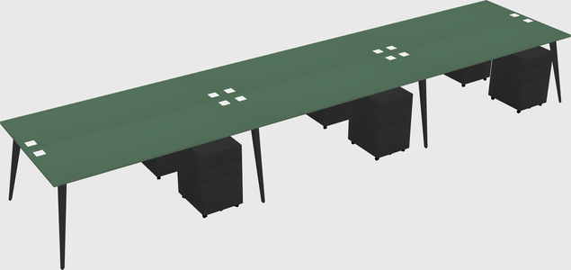 Shared rectangular office desk system
