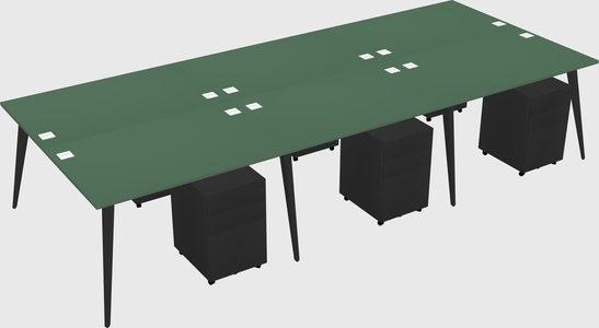 Shared rectangular office desk system