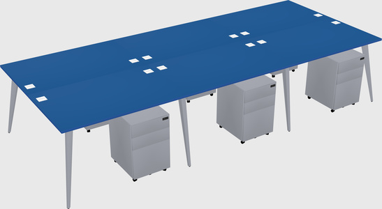 Shared rectangular office desk system