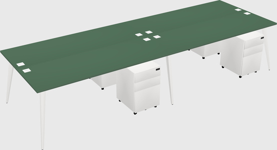Shared rectangular office desk system