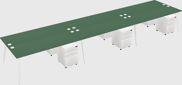 Shared rectangular office desk system