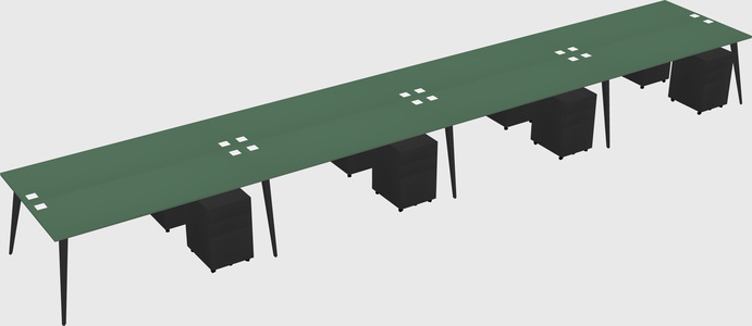 Shared rectangular office desk system