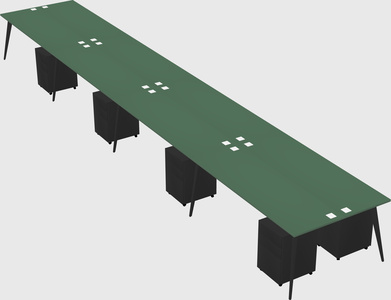 Shared rectangular office desk system