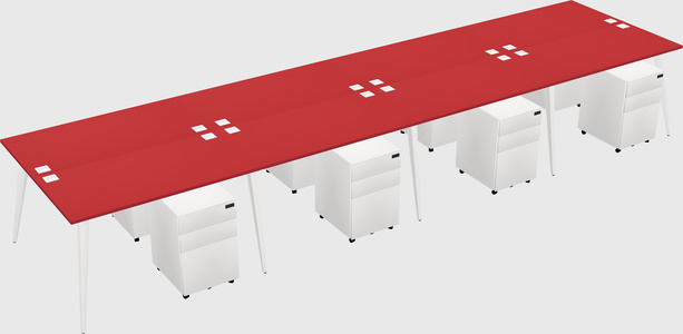 Shared rectangular office desk system