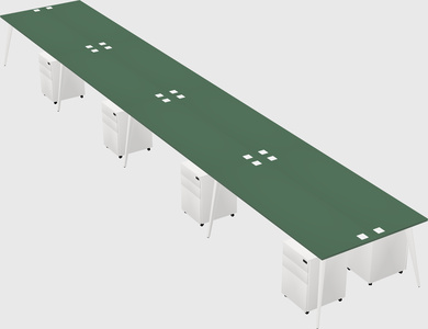 Shared rectangular office desk system