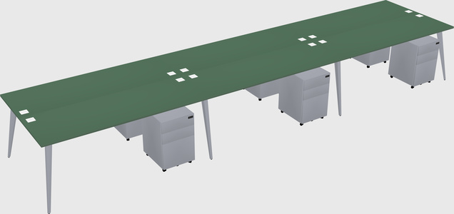 Shared rectangular office desk system