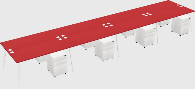 Shared rectangular office desk system