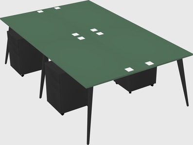 Shared rectangular office desk system