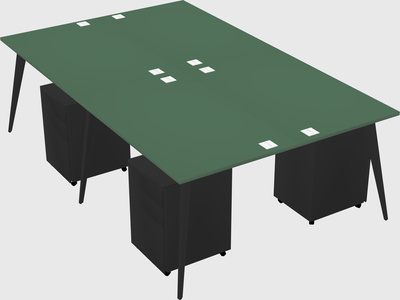 Shared rectangular office desk system