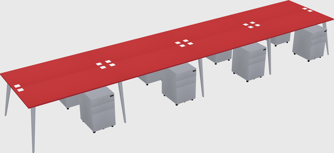 Shared rectangular office desk system