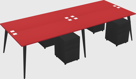 Shared rectangular office desk system