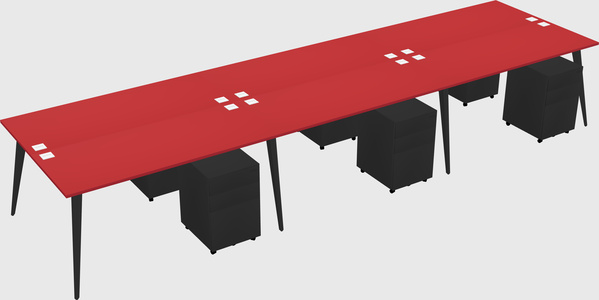Shared rectangular office desk system