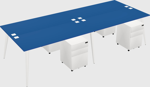 Shared rectangular office desk system