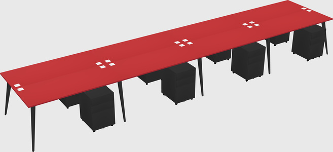 Shared rectangular office desk system