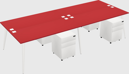 Shared rectangular office desk system