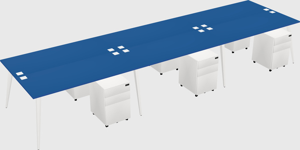 Shared rectangular office desk system