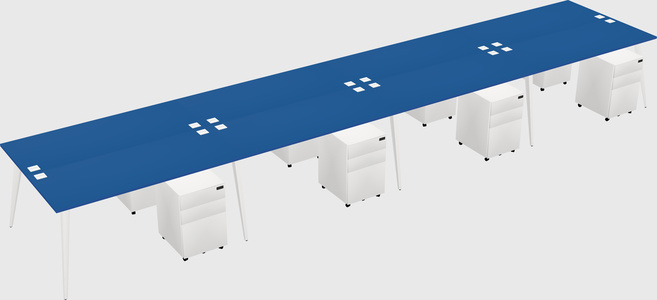 Shared rectangular office desk system