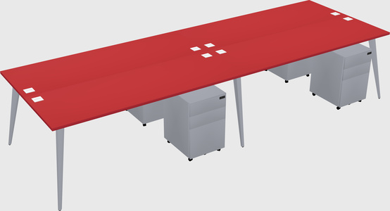 Shared rectangular office desk system