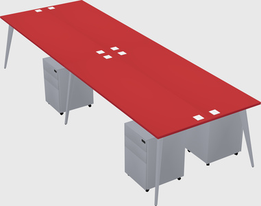 Shared rectangular office desk system