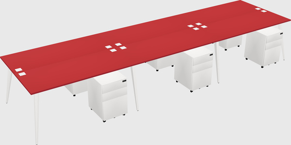 Shared rectangular office desk system