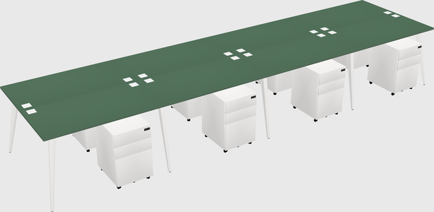 Shared rectangular office desk system