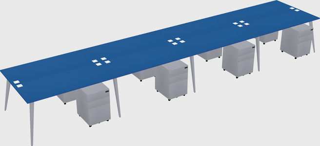 Shared rectangular office desk system