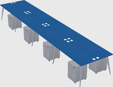 Shared rectangular office desk system